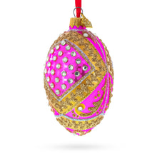 Load image into Gallery viewer, Jewels on Pink Glass Egg Ornament 4 Inches