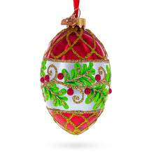 Load image into Gallery viewer, Berries on the Branch Glass Egg Ornament 4 Inches