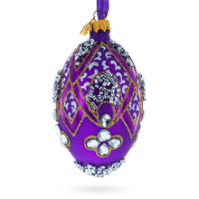 Load image into Gallery viewer, Diamonds on Pearl Glass Egg Ornament 4 Inches