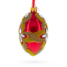 Load image into Gallery viewer, Diamond Star on Red Glass Egg Ornament 4 Inches