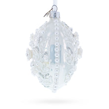 Load image into Gallery viewer, 3D Pearl Roses Glass Egg Ornament 4 Inches