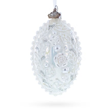 Load image into Gallery viewer, 3D Pearl Roses Glass Egg Ornament 4 Inches