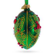 Load image into Gallery viewer, Pearl on Green Leaves Glass Egg Ornament 4 Inches