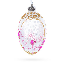 Load image into Gallery viewer, Pink Pearls on Clear Glass Egg Ornament 4 Inches