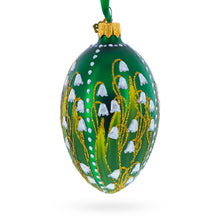 Load image into Gallery viewer, Lily of the Valley on Emerald Egg Glass Ornament 4 Inches