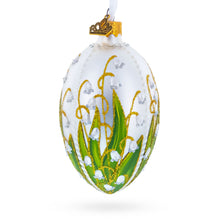 Load image into Gallery viewer, Lily of the Valley on Silver Egg Glass Ornament 4 Inches