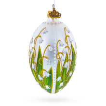 Load image into Gallery viewer, Lily of the Valley on Silver Egg Glass Ornament 4 Inches