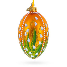 Load image into Gallery viewer, Lily of the Valley on Gold Egg Glass Ornament 4 Inches