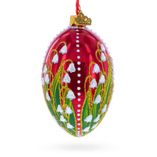 Load image into Gallery viewer, Lily of the Valley on Glossy Red Egg Glass Ornament 4 Inches