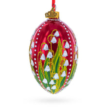 Load image into Gallery viewer, Lily of the Valley on Glossy Red Egg Glass Ornament 4 Inches