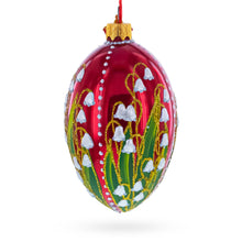 Load image into Gallery viewer, Lily of the Valley on Glossy Red Egg Glass Ornament 4 Inches