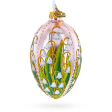 Load image into Gallery viewer, Lily of the Valley on Frosted Rose Egg Glass Ornament 4 Inches