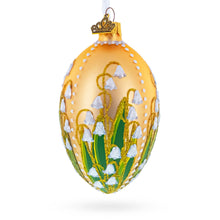 Load image into Gallery viewer, Lily of the Valley on Rose Gold Egg Glass Ornament 4 Inches
