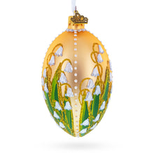 Load image into Gallery viewer, Lily of the Valley on Rose Gold Egg Glass Ornament 4 Inches
