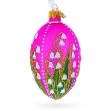 Load image into Gallery viewer, Lily of the Valley on Pink Egg Glass Ornament 4 Inches