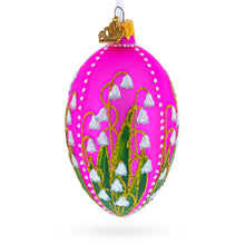 Load image into Gallery viewer, Lily of the Valley on Pink Egg Glass Ornament 4 Inches