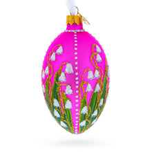 Load image into Gallery viewer, Lily of the Valley on Pink Egg Glass Ornament 4 Inches