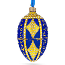 Load image into Gallery viewer, Golden Rhombus Glass Egg Christmas Ornament 4 Inches