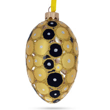 Load image into Gallery viewer, Gold and Black Circles Glass Egg Christmas Ornament 4 Inches