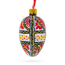 Load image into Gallery viewer, Ukrainian Geometric Red and Gold Mini Glass Egg Ornament 2.9 Inches