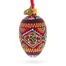 Load image into Gallery viewer, Red Geometric Ukrainian Pysanka Mini Glass Egg Ornament 2.9 Inches