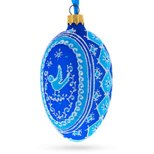 Load image into Gallery viewer, Blue Bird Pysanka Glass Egg Ornament 4 Inches