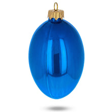 Load image into Gallery viewer, Set of 6 Blue Glossy Glass Egg Ornaments 4 Inches