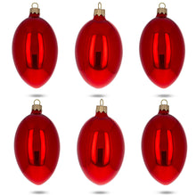 Load image into Gallery viewer, Set of 6 Red Glossy Glass Egg Ornaments 4 Inches