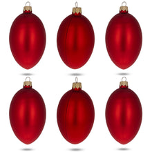 Load image into Gallery viewer, Set of 6 Red Matte Glass Egg Ornaments 4 Inches