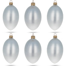 Load image into Gallery viewer, Set of 6 White Matte Glass Egg Ornaments 4 Inches