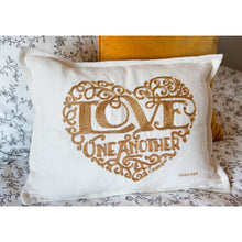Load image into Gallery viewer, Love Heart Love Letters Hand-Embroidered Pillow - Available in Gold or Silver by CatStudio
