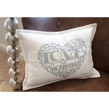 Load image into Gallery viewer, Love Heart Love Letters Hand-Embroidered Pillow - Available in Gold or Silver by CatStudio