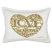 Load image into Gallery viewer, Love Heart Love Letters Hand-Embroidered Pillow - Available in Gold or Silver by CatStudio