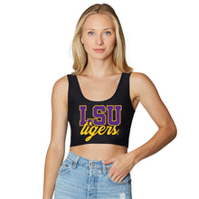 Load image into Gallery viewer, LSU Black Crop Tank Top