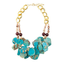 Load image into Gallery viewer, Lucia Blue Jasper and Fire Agate Golden Strand Necklace