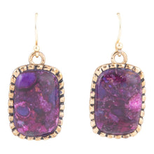 Load image into Gallery viewer, Luminous Purple Turquoise Golden Drop Earrings