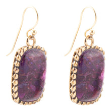 Load image into Gallery viewer, Luminous Purple Turquoise Golden Drop Earrings