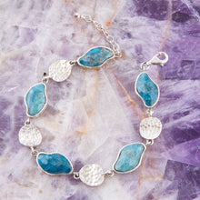 Load image into Gallery viewer, Luna Blue Apatite and Sterling Silver Line bracelet
