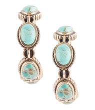 Load image into Gallery viewer, Luxurious Blue Turquoise Golden Hoop Earrings