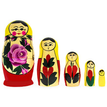 Load image into Gallery viewer, Set of 5 Traditional Style Matryoshka Wooden Nesting Dolls