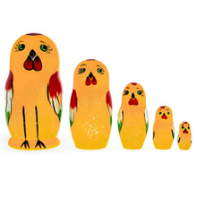 Load image into Gallery viewer, Set of 5 Rooster Family Wooden Nesting Dolls
