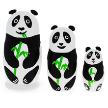 Load image into Gallery viewer, Set of 3 Panda Family Wooden Nesting Dolls