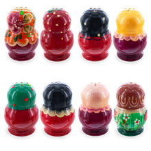 Load image into Gallery viewer, Set of 2 Red Salt and Pepper Shakers Nesting Dolls in Assortment (Styles May Vary)