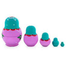 Load image into Gallery viewer, Green Hood with Pink Flower Pink Wooden  Nesting Dolls