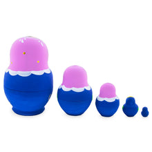 Load image into Gallery viewer, Pink Hood with White Flowers Wooden  Nesting Dolls