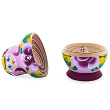 Load image into Gallery viewer, Pink Color with White Velvet Flower Wooden  Nesting Dolls