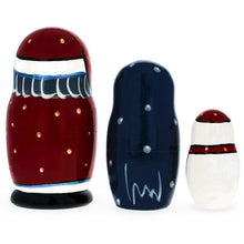 Load image into Gallery viewer, Set of 3 Santa, Penguin and Snowman Wooden Nesting Dolls