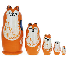 Load image into Gallery viewer, Set of 5 Fox Family Wooden Nesting Dolls