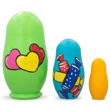Load image into Gallery viewer, Set of 3 Bears with Heart Wooden Nesting Dolls 4.25 Inches