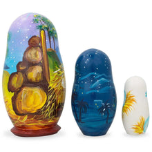 Load image into Gallery viewer, Set of 3 Nativity Scene Set Ukrainian Wooden Nesting Dolls 4.25 Inches